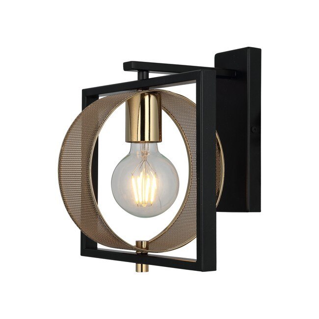 Aplica perete HOMEMANIA Sama, Metal, 25 x 25 x 27 cm, 1 x E27, 40W, Auriu/Negru