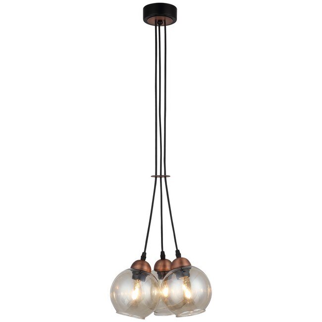 Lampa suspendata HOMEMANIA Vivo, Cupru metalic, Sticla, 30x30x100cm, 3xE27, 40 W, Negru