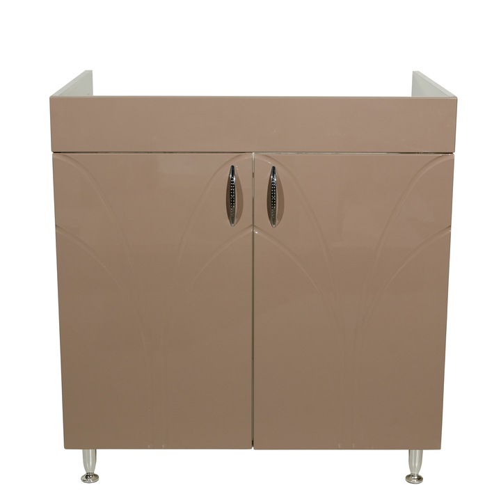 Masca LARA cu 2 usi, pentru chiuveta bucatarie , 80 x 50 x 85, Cappuccino - Bej / Alb