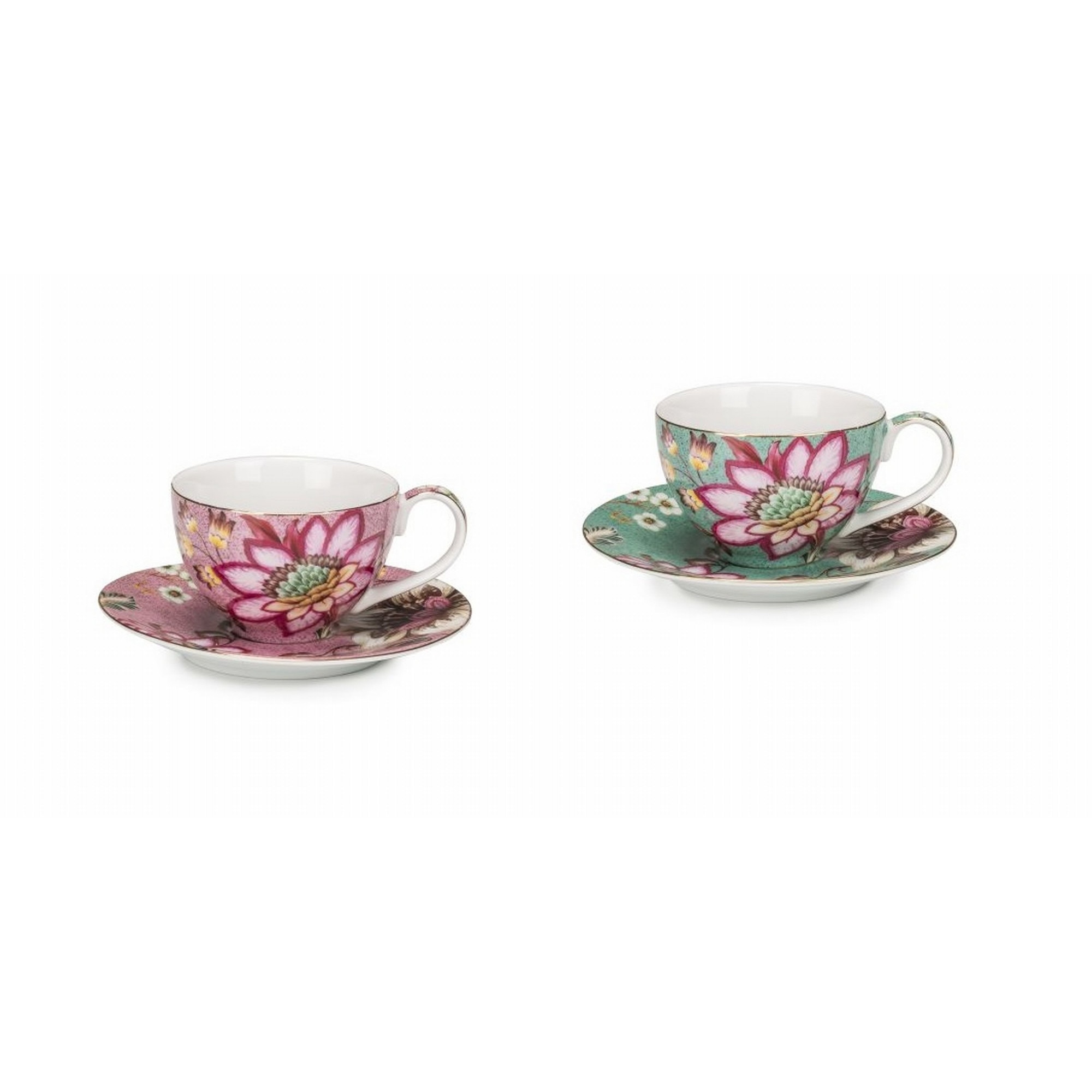 Set 2 cesti din portelan , pentru espresso, colectia Fleurs, 0.70 ml