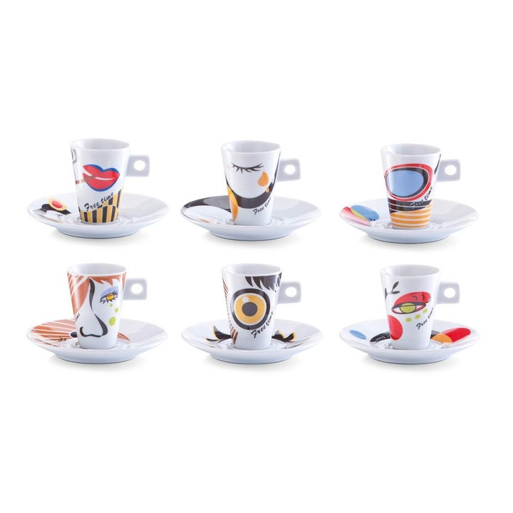 Set servire espresso 12 piese Zeller, portelan, 5x7 cm, 50 ml, multicolor