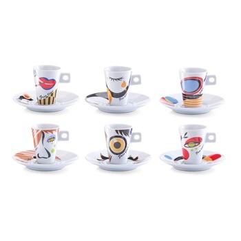 Set servire espresso 12 piese Zeller, portelan, 5x7 cm, 50 ml, multicolor Set servire espresso 12 piese Zeller, portelan, 5x7 cm, 50 ml, multicolor