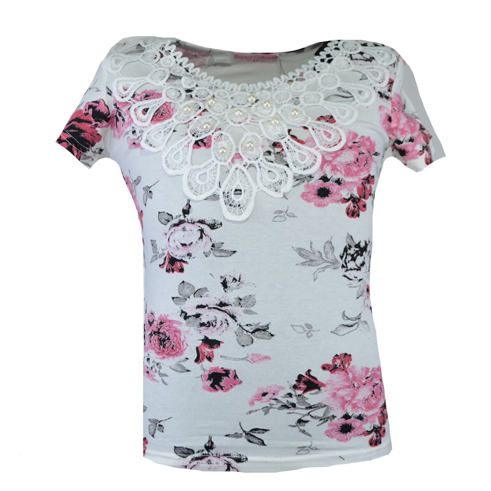 Tricou pentru fete Happy House CVC-1151, Alb 128 cm