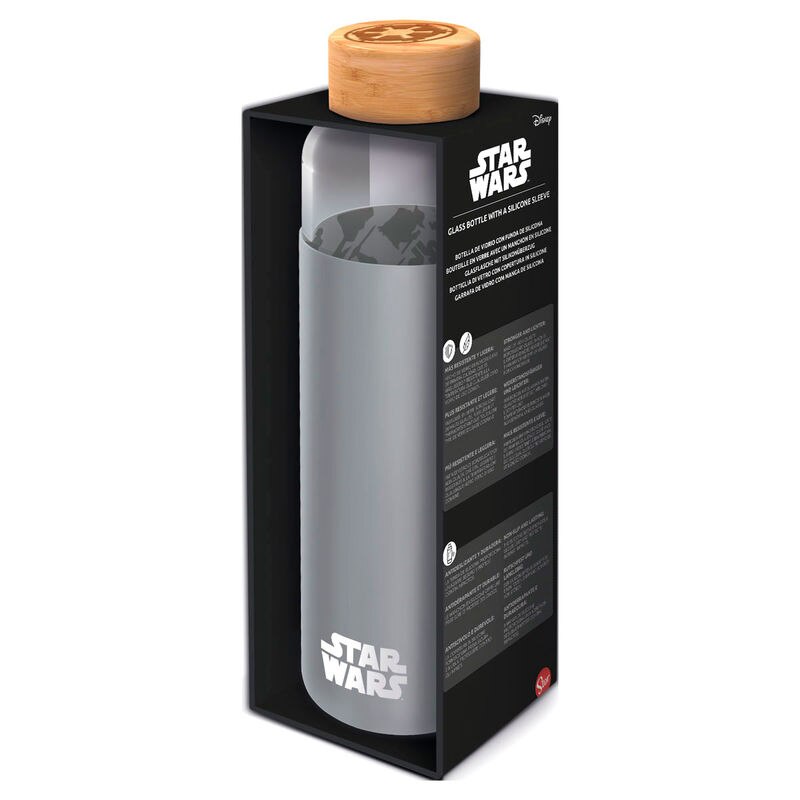 Sticla Star Wars cu invelis de silicon si capac din bambus, 585 ml