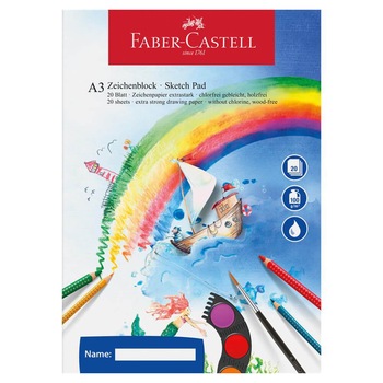 Bloc de Desen A3 Faber-Castell, 20 File, 100 g/m² Bloc de Desen A3 Faber-Castell, 20 File, 100 g/m²
