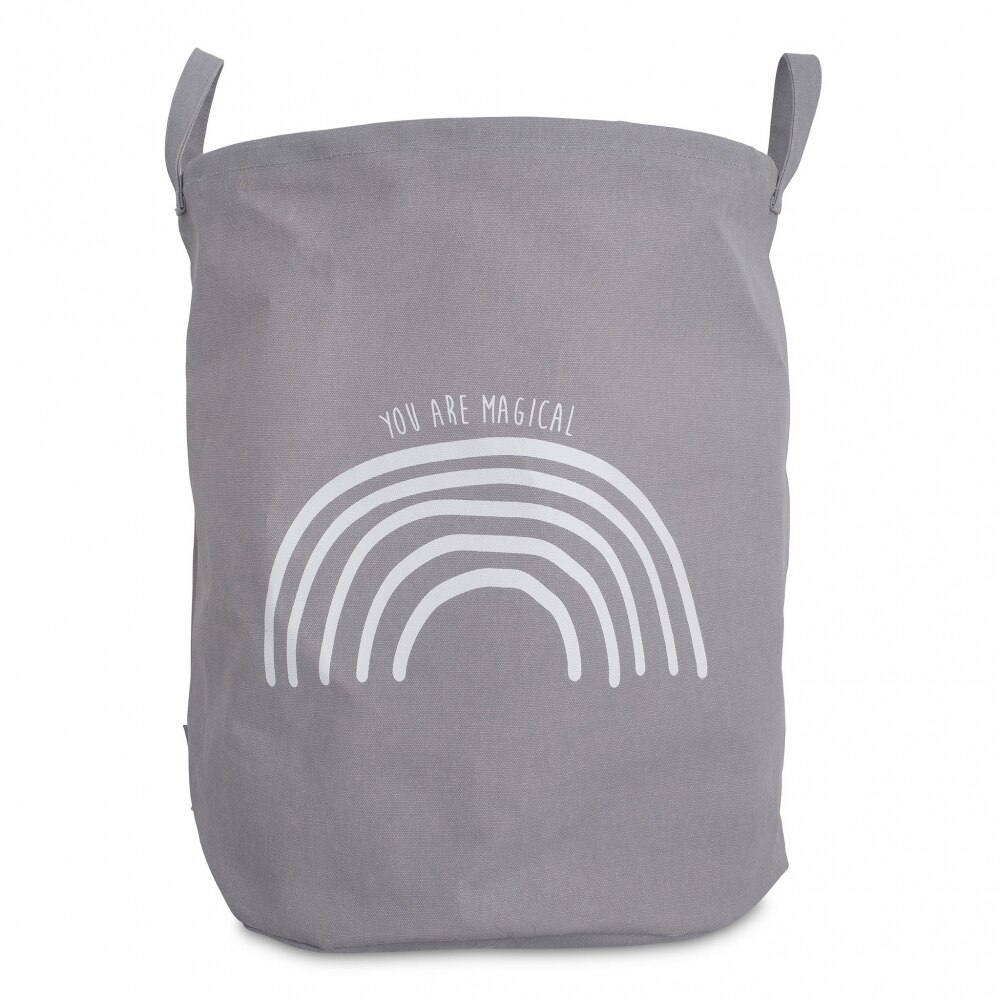 Cos textil depozitare Jollein Rainbow XL, 48 x Ø 38 cm, gri