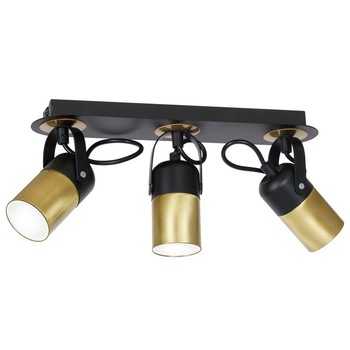 Lustra Wilson, Homemania, Metal, 45 x 14 x 15 cm, 3 x GU10, 25W, Negru/Auriu Lustra Wilson, Homemania, Metal, 45 x 14 x 15 cm, 3 x GU10, 25W, Negru/Auriu