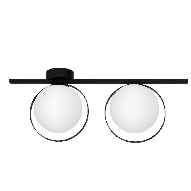 Lustra Boote, Homemania, Metal/Sticla, 53 x 21 x 19 cm, 2 x E14, 40W, Negru/Alb