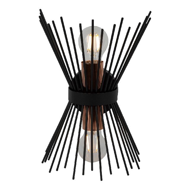 Aplica perete, Homemania, Brush, Metal, 22 x 32 x 15 cm, 2 x E27, 100W, Negru/Cupru