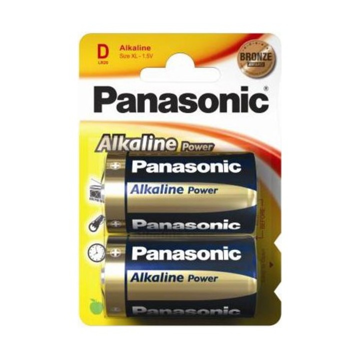 Lot De 2 Piles Alcalines Panasonic Pro Power D LR20 – 1,5 V, Format Mono, Neuf Sous Blister, Date D'expiration 2030