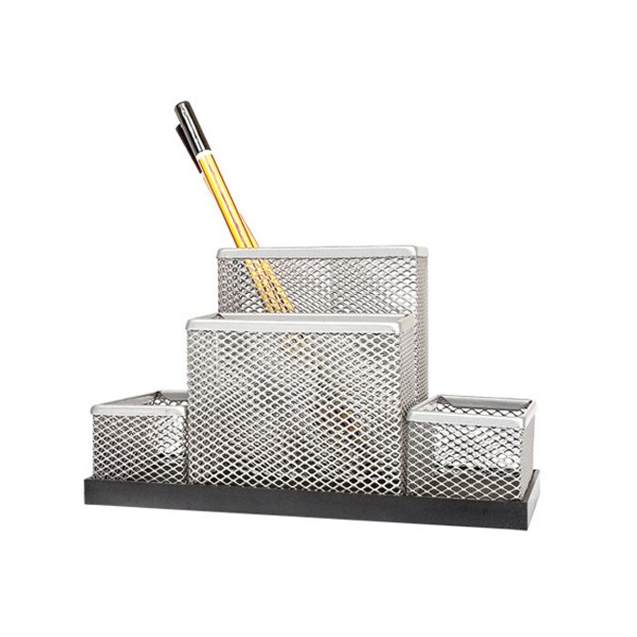 Suport pentru accesorii de birou metalic mesh Forpus 30556 silver