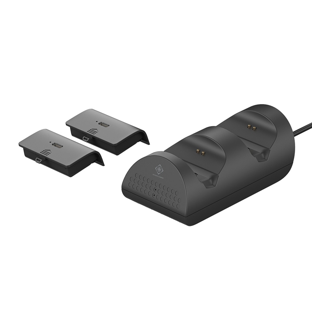 Statie de incarcare dual DELTACO GAMING pentru controller Xbox series X/S, 2 baterii 700 mAh incluse, negru