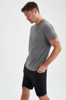 DeFacto, Set de tricou si pantaloni scurti regular fit, Gri antracit DeFacto, Set de tricou si pantaloni scurti regular fit, Gri antracit