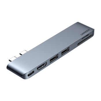 Adaptor multifunctional HUB 6 in 2 UGREEN CM380 USB-C pentru MacBook Air / Pro Adaptor multifunctional HUB 6 in 2 UGREEN CM380 USB-C pentru MacBook Air / Pro