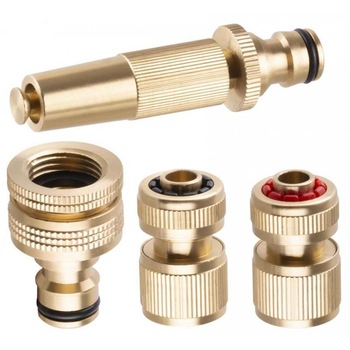 Set de stropit, duza furtun cu accesorii, 4 piese, alama, 3/4 Set de stropit, duza furtun cu accesorii, 4 piese, alama, 3/4