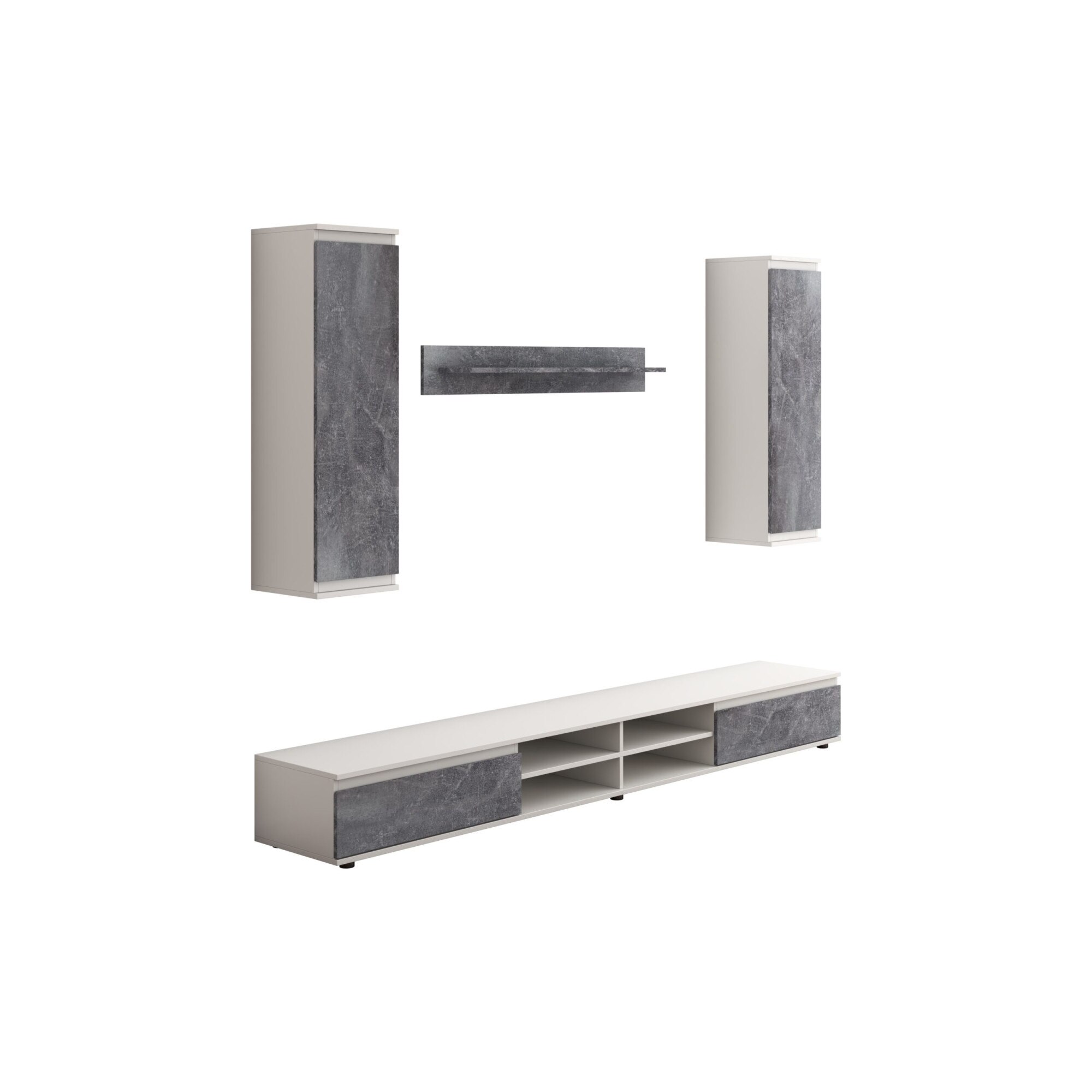 Biblioteca Luisa 220 cm, culoare alb/gri