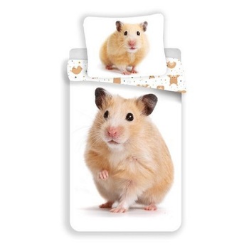 Lenjerie de pat pentru copii Jerry Fabrics, Hamster, Bumbac, 140x200cm Lenjerie de pat pentru copii Jerry Fabrics, Hamster, Bumbac, 140x200cm