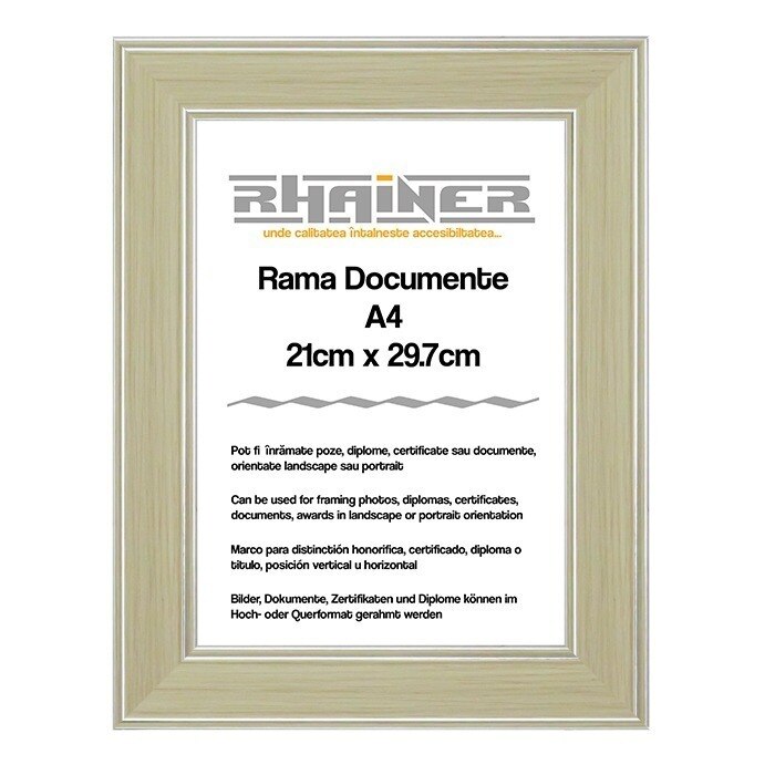 Rama foto Malaga, Rhainer, crem si argintiu, A4