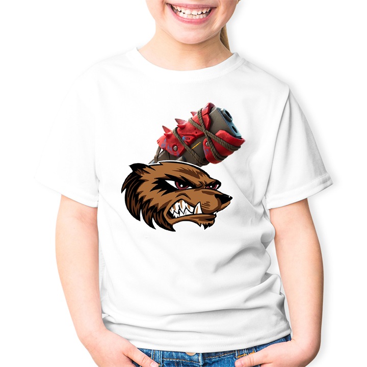 Tricou copii Wolverine Fortnite X-Man Army Epic Gun, alb, marime 128-134 CM, varsta 5-6 ani