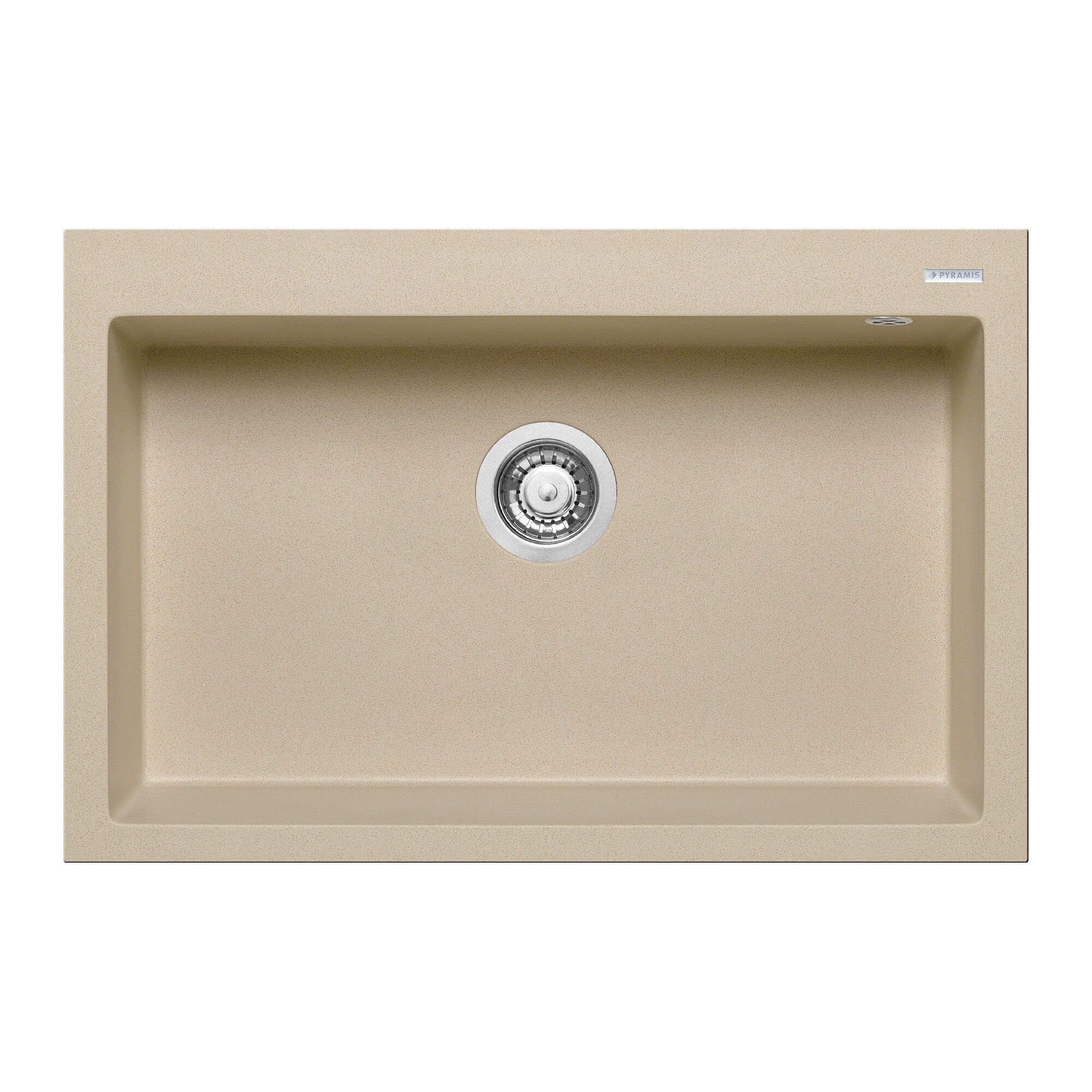 Chiuveta granit Pyramis ISTROS 1B 76x50cm adancime 20cm montare pe blat Pyragranite ivory