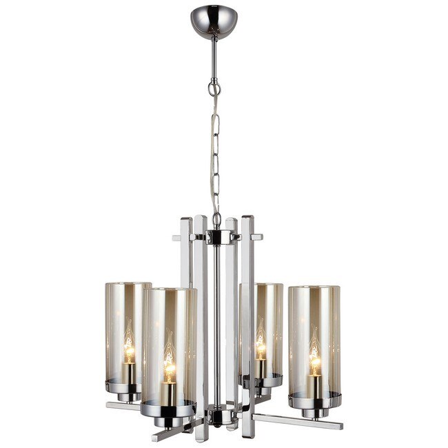 Lampa suspendata HOMEMANIA Elenora 1, Metal/Sticla, 53x53x86 cm, 4xE14, 40 W, Crom