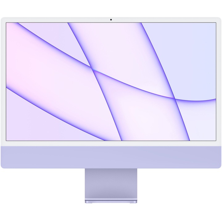 Sistem Desktop PC iMac 24" (2021) cu procesor Apple M1, 24", Retina 4.5K, 8GB, 256GB SSD, 8-core GPU, Purple, INT KB, Magic Keyboard + Mouse