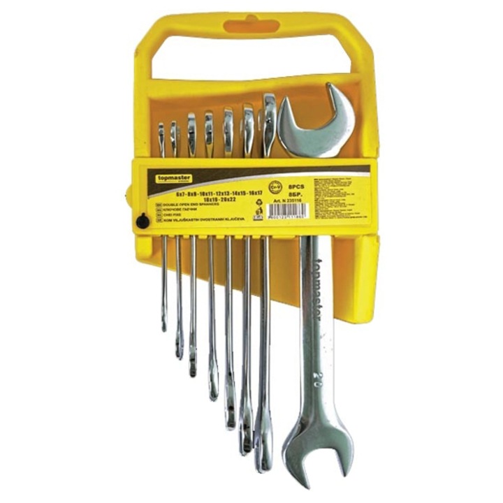 8 darab rögzített csavarkulcs készlet 6-22 mm CR-V, Topmaster, 235116