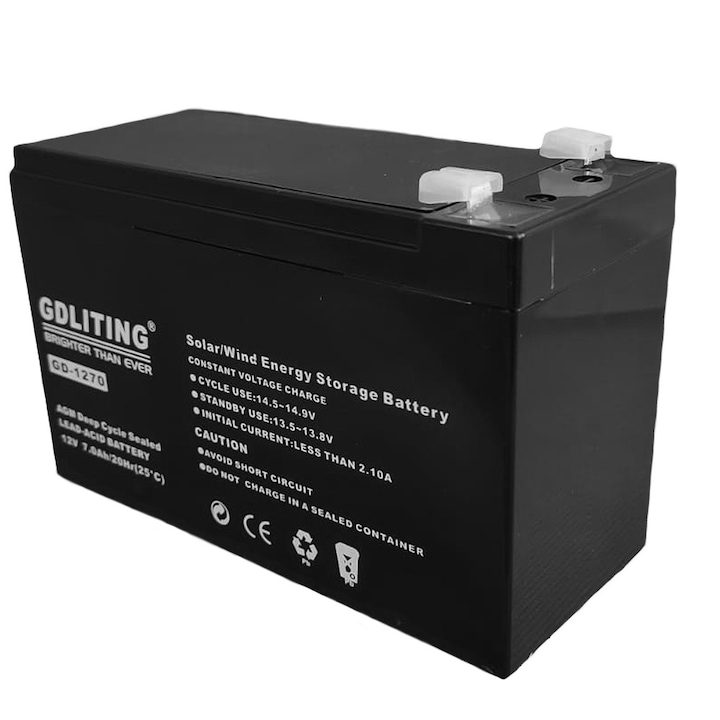 Киселинна оловна батерия GD-1270, 12V, 7Ah, широки клеми
