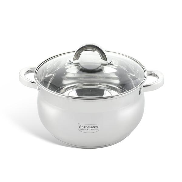 Oala inox 30cm cu capac din sticla Edenberg EB3723