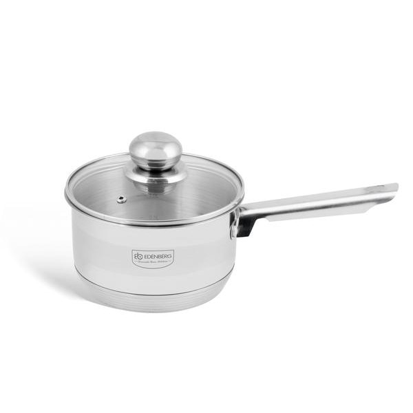 Oala otel inoxidabil cu capac din sticla 1.5L Edenberg EB-3033