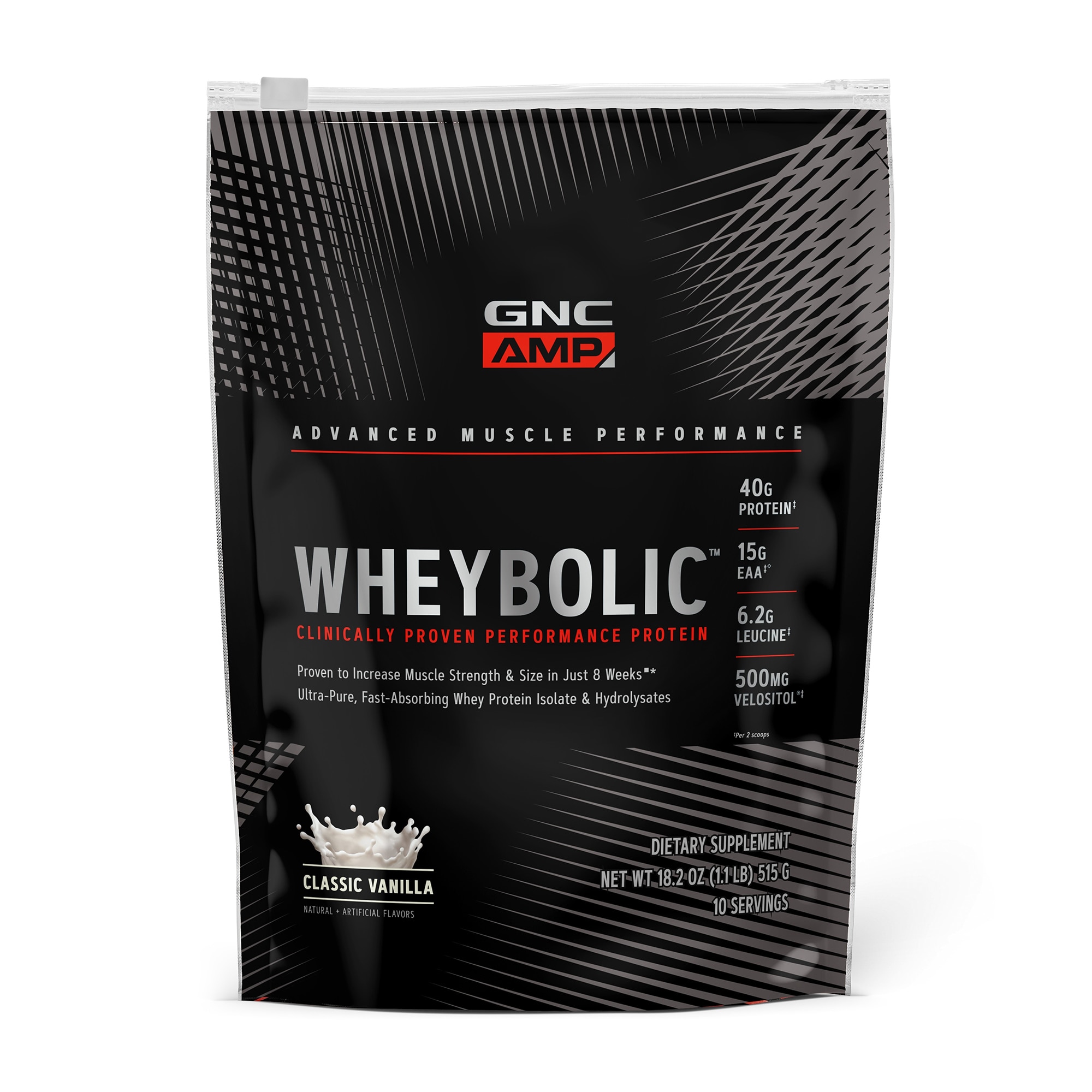 Proteina din Zer GNC AMP Wheybolic, aroma de Vanilie, 515 G