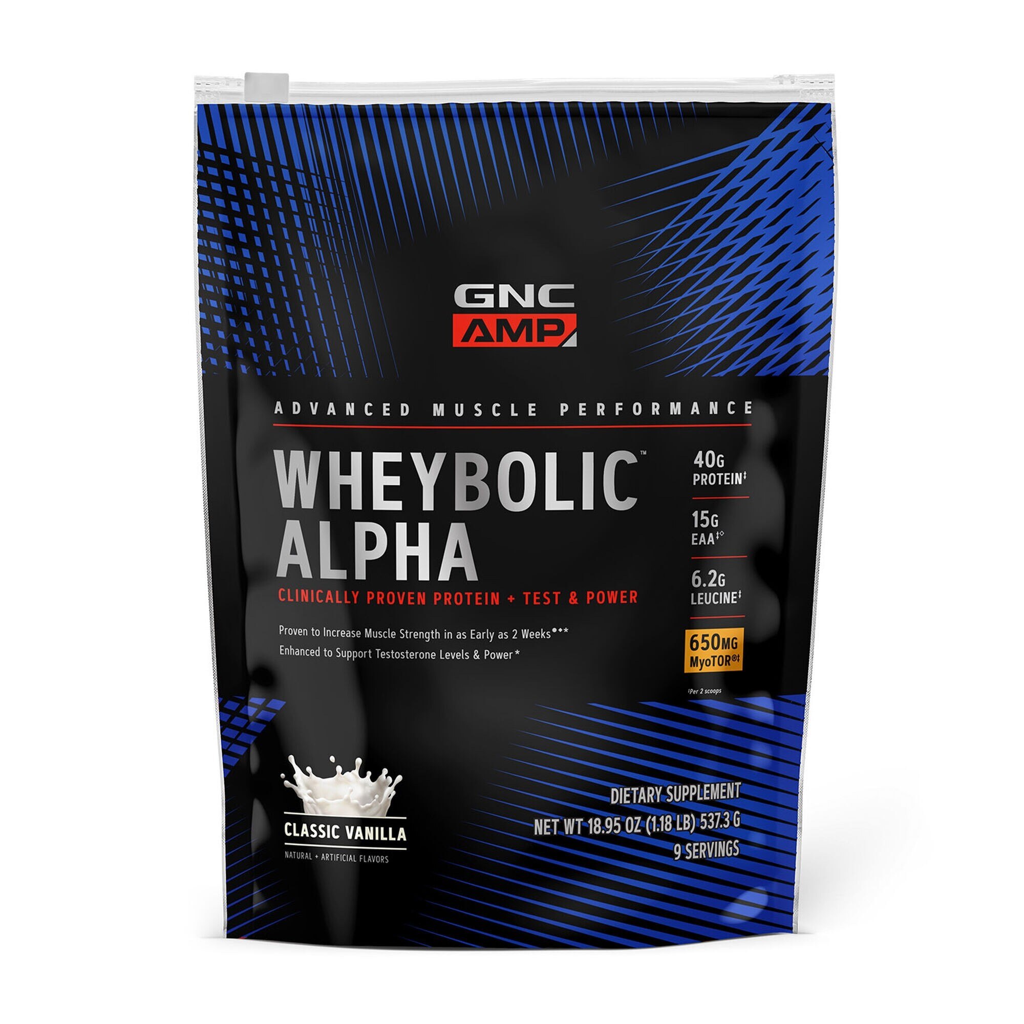 Proteina din Zer GNC AMP Wheybolic Alpha, aroma de Vanilie, 537.3 g