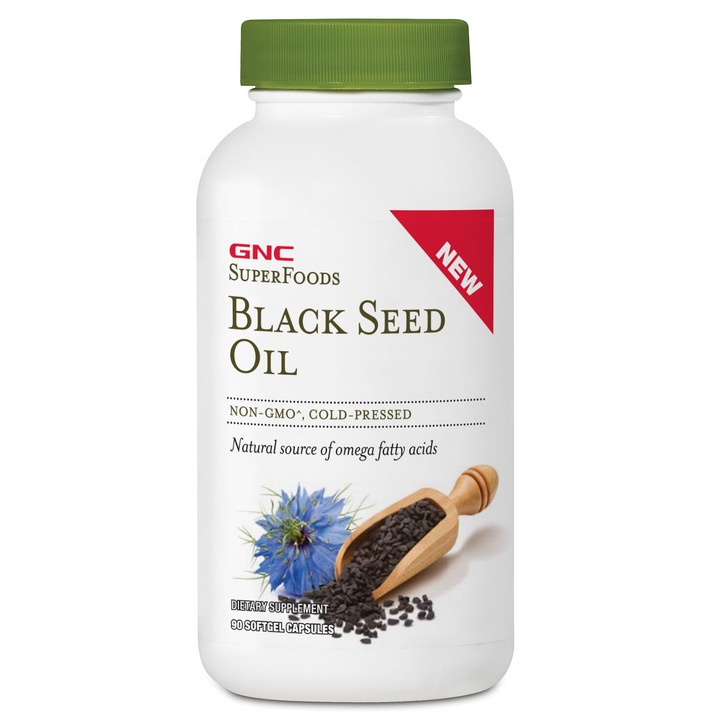 GNC SuperFoods Black Seed Oil, Ulei din Seminte de Chimen Negru, 90 cps