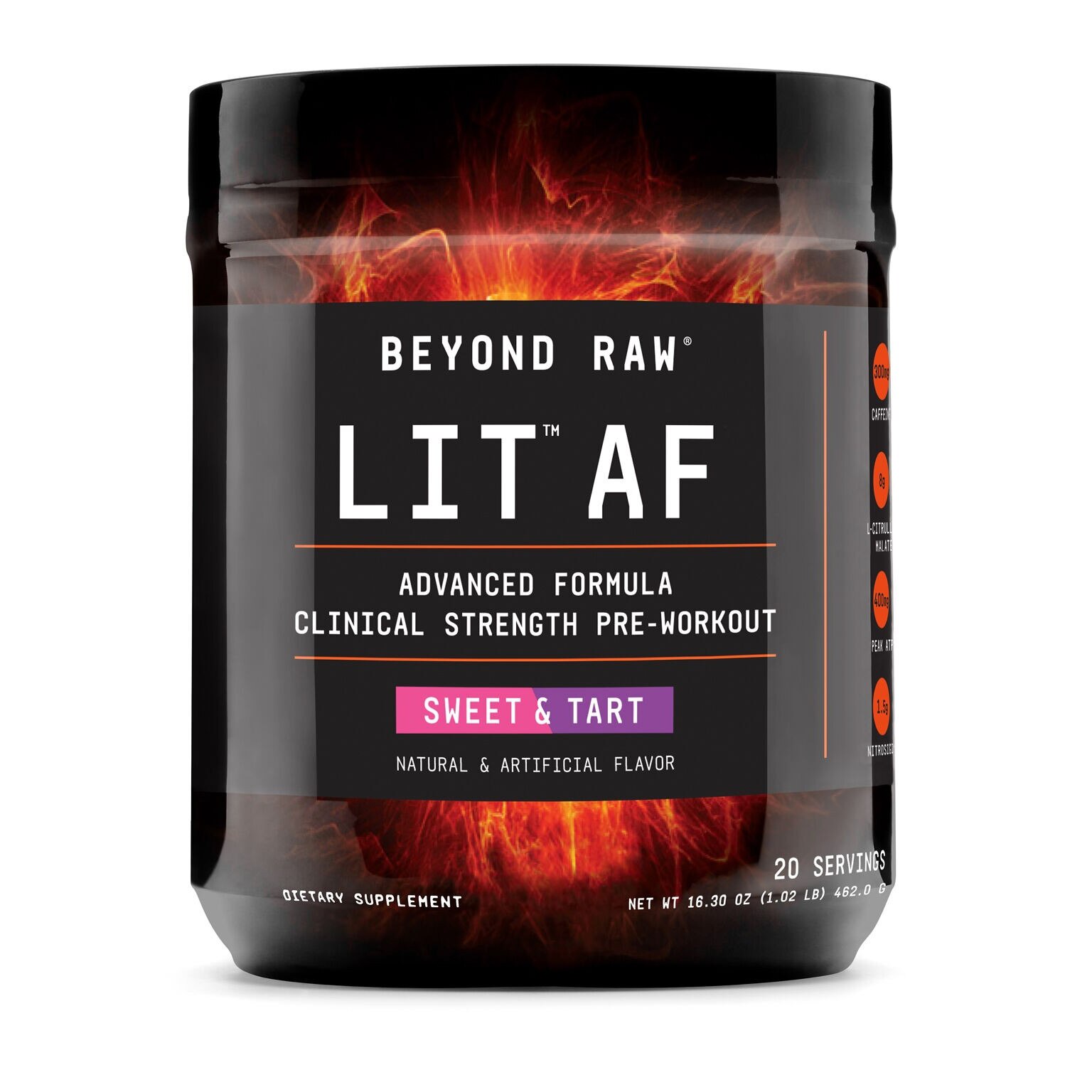 Beyond Raw® LIT AF™ GNC, aroma Dulce Acrisoara, 462g
