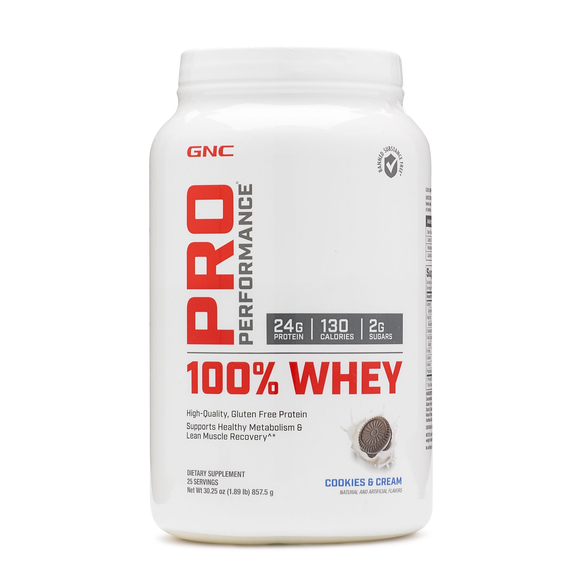 Proteina din Zer Pro Performance 100% GNC, aroma de Biscuiti si Crema, 857.5 g