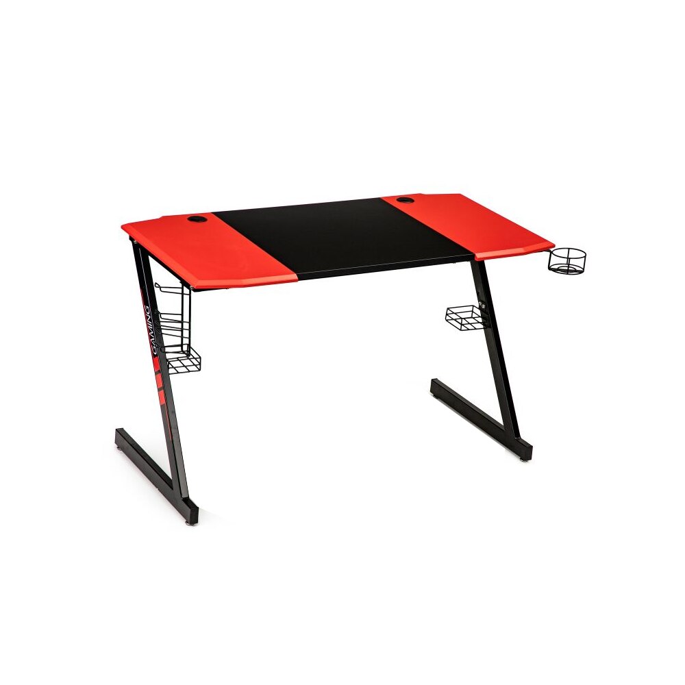Masa de Gaming CUB1911RN, Suporturi Depozitare, Dimensiuni 120x60x73 cm, Rosu/Negru