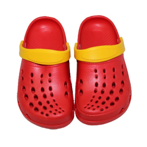 Saboti pentru plaja, rosu cu galben