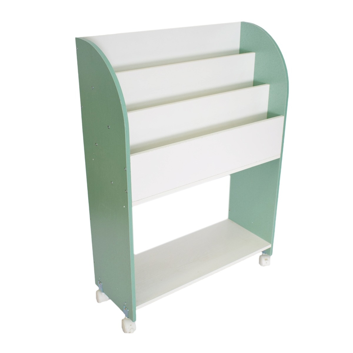 Dulap multifunctional din MDF cu roti, Naimeed D68, culoare Verde / Alb, 85 x 60 x 23.5 cm