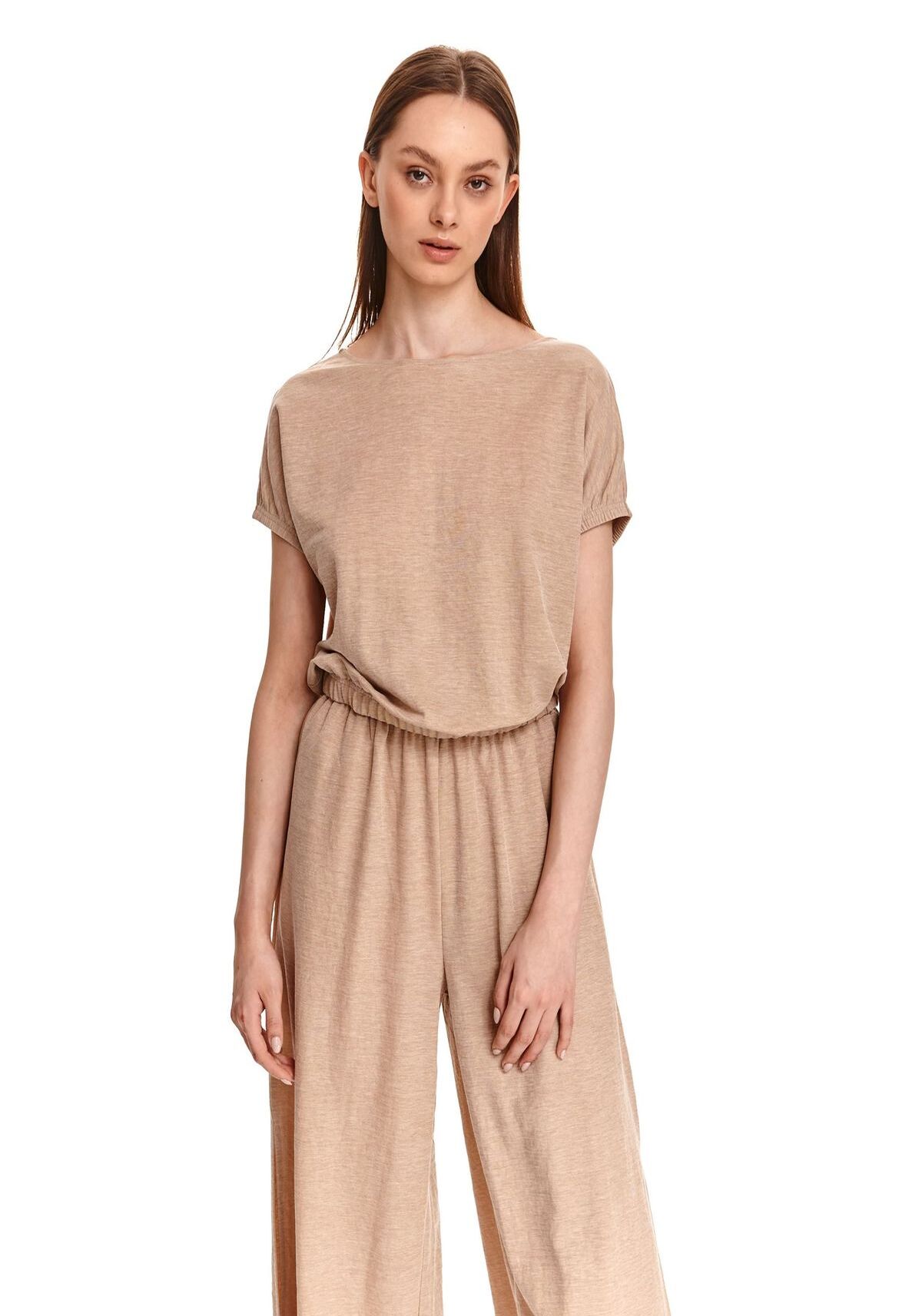 Bluza dama cu maneci scurte, TOP SECRET, SBK2745, Crem