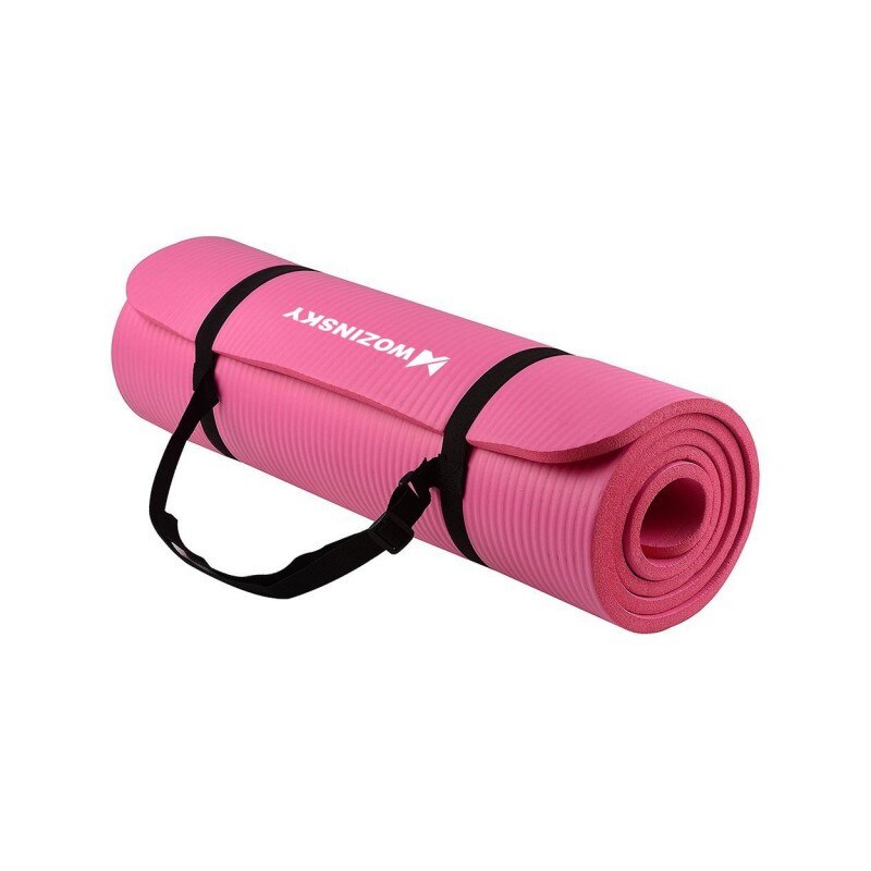 Saltea Fitness Anti Alunecare 181cm X 63cm X 1cm Grosime , Husa De Transport , Roz