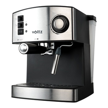 Masina espresso Voltz V51171A, 850W, 2 cafele, 15 bare, disc crem, spumant, pompa ULKA, Inox Masina espresso Voltz V51171A, 850W, 2 cafele, 15 bare, disc crem, spumant, pompa ULKA, Inox