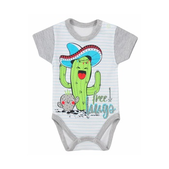 Body cu maneca scurta pentru baieti Koala Kaktus 06-2821, Gri 74 cm Body cu maneca scurta pentru baieti Koala Kaktus 06-2821, Gri 74 cm