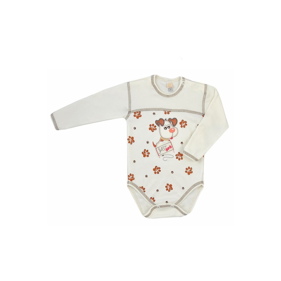 Body cu maneca lunga pentru bebelusi Koala Reksio 04-317C, Crem 80 cm