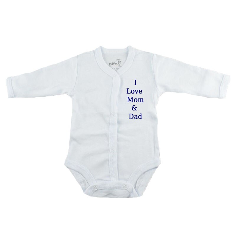 Body cu maneca lunga pentru copii Pifou Model 11 M11-AL-2, Alb 46-50 cm