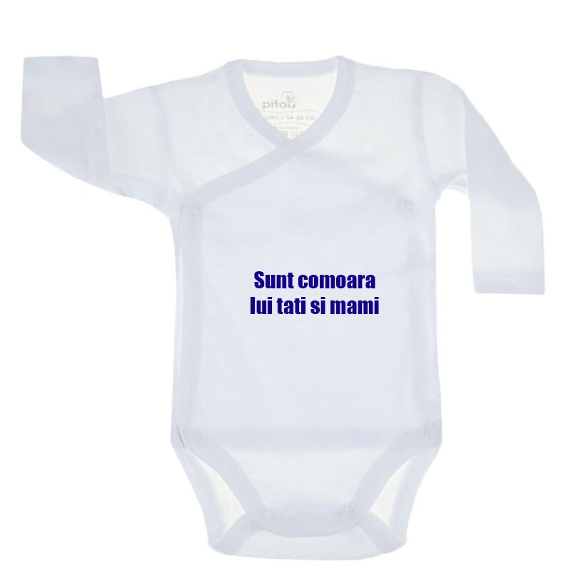 Body cu maneca lunga pentru copii Pifou Model 10 ML M10ML13-A3, Alb 70-76 cm