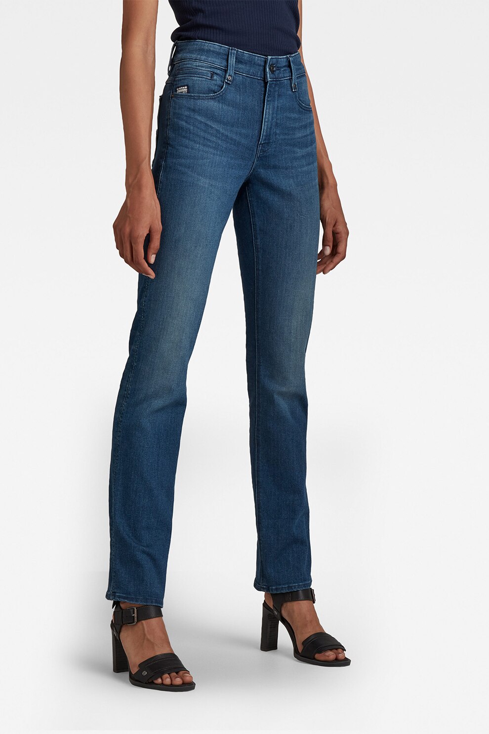 G-Star RAW, Blugi drepti cu talie inalta Noxer, Albastru, W27-L32