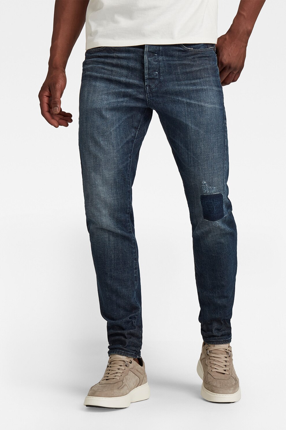 G-Star RAW, Blugi conici cu aspect decolorat, Albastru prafuit/alb prafuit, W33-L32