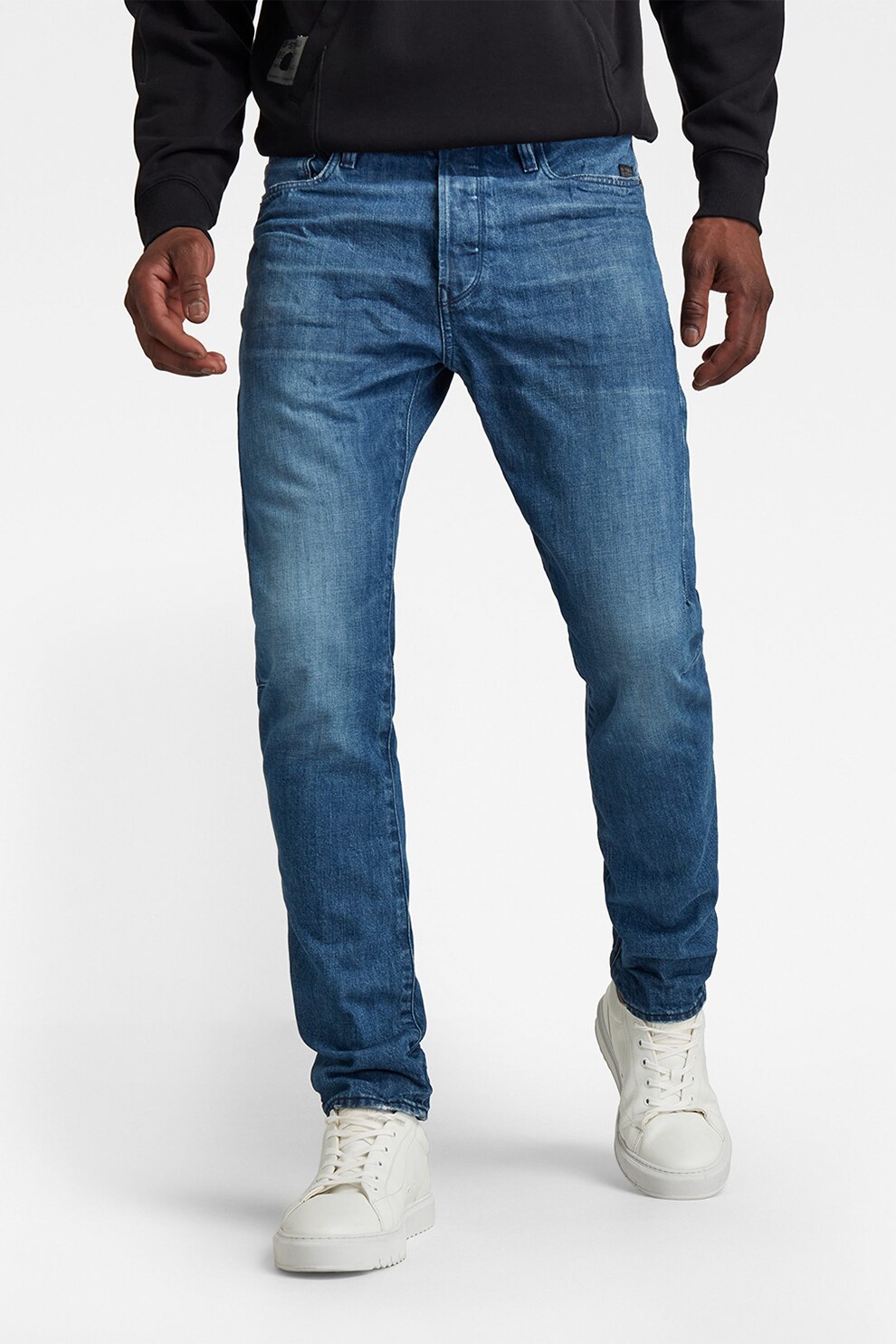 G-Star RAW, Blugi slim fit de bumbac organic cu aspect decolorat Scutar, Albastru, W33-L32