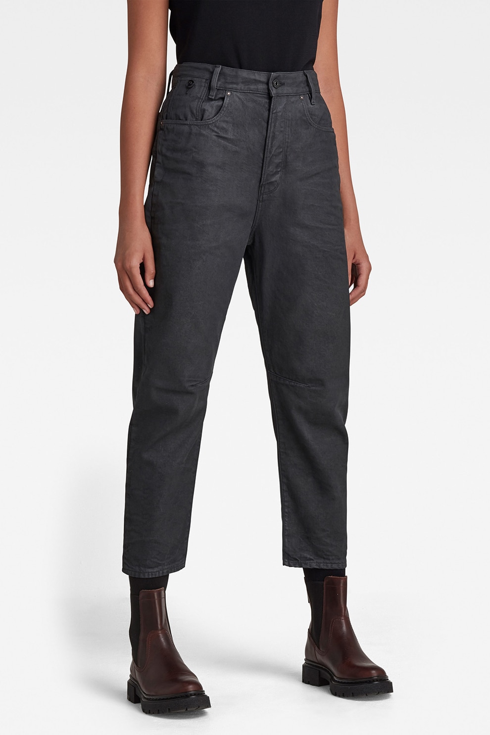 G-Star RAW, Blugi crop boyfriend cu nasturi C-Staq 3D, Albastru