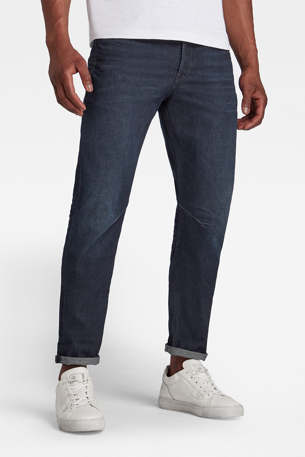 G-Star RAW, Blugi conici din amestec de bumbac organic A-Staq, Bleumarin